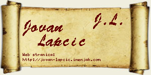 Jovan Lapčić vizit kartica